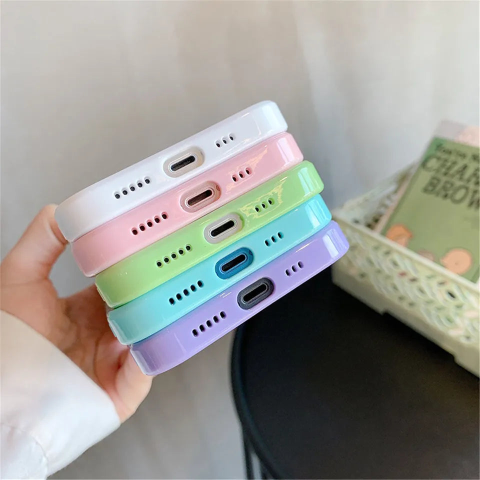 Candy Shockproof Silicone Bumper Phone Case For iPhone 17 16 15 14 11 12 13 Pro Max XS XR Plus Transparent Protection Back Cover