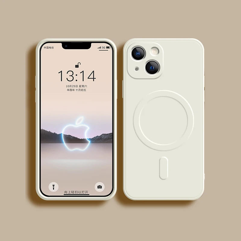 For Magsafe Magnetic Wireless Charging Luxury Soft Liquid Silicone Phone Case For IPhone 16 Pro Max 14 13 12 11 15 Pro Max Mini