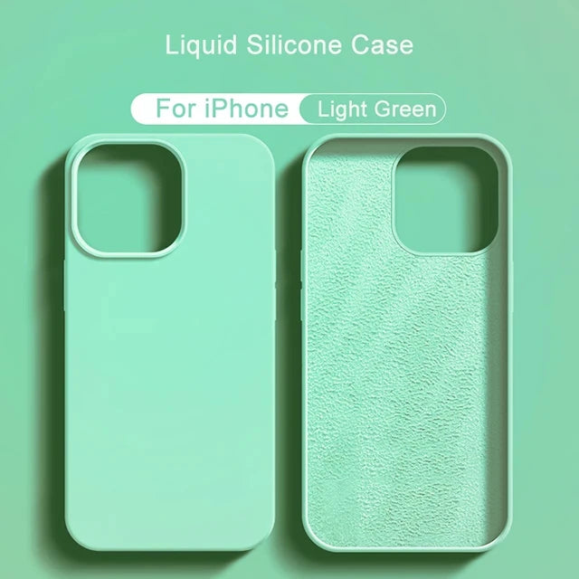 Original Liquid Silicone Case For iPhone 13 12 11 14 15 16 Pro Max Plus Official Case Bumper Protective Cover Phone Accessories