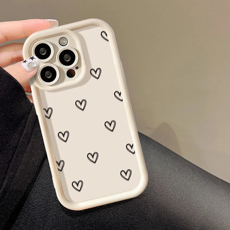 Simple Love Heart Case For iPhone 14 Pro Cases iPhone 17 16 15 11 12 13 Pro Max 14 15 Plus 17 7 8 X XR XS Max Soft Siicone Cover