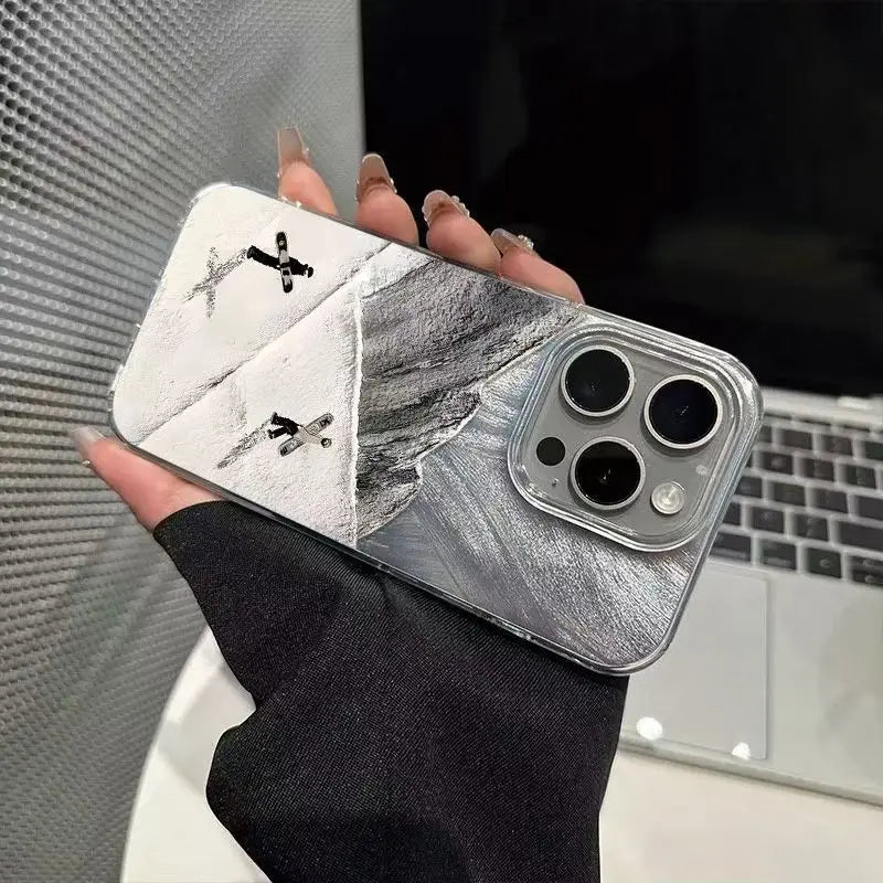 Creative Mountain Ski Motif Phone Case For iPhone 17 16 15 14 Pro Max 13 12 11 XS XR X 7 8 Plus 16E Air Shockproof Bumper Cover
