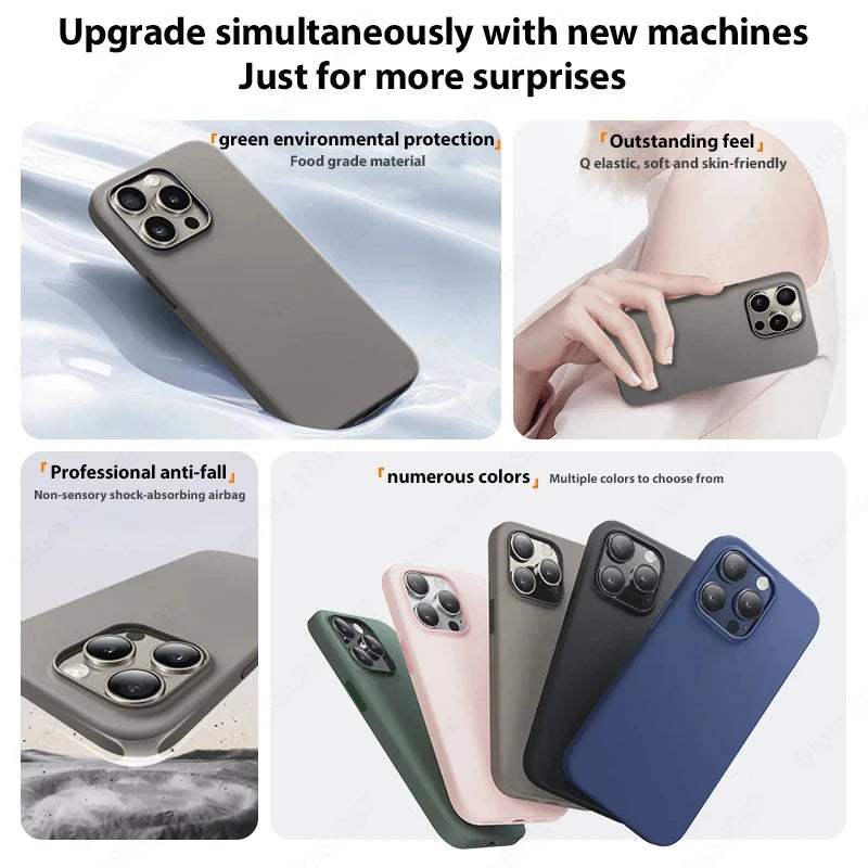 Original Liquid Silicone Case For iPhone 13 12 11 14 15 16 Pro Max Plus Official Case Bumper Protective Cover Phone Accessories