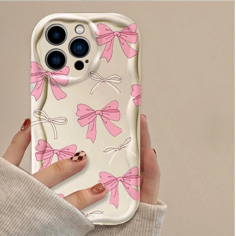 Black Bowknot Heart Phone Case for iPhone 17 Air 16 15 14 13 12 11 Pro Max Plus 16E XR XS X 7 8 Shockproof Silicone Back Cover