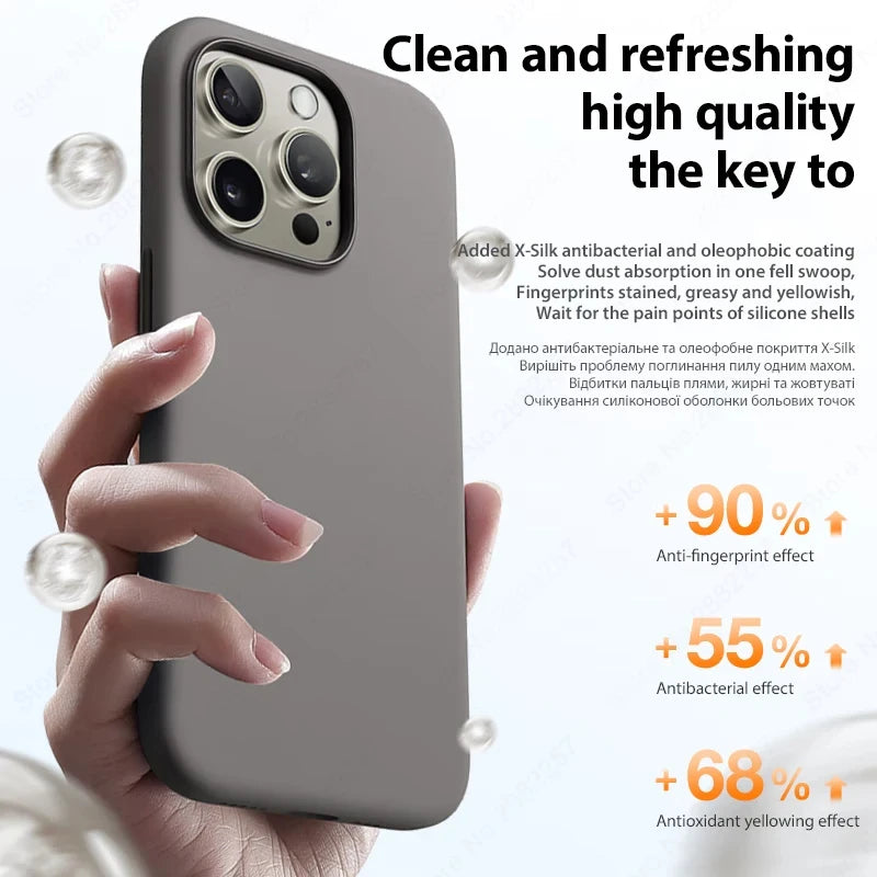 Original Liquid Silicone Case For iPhone 13 12 11 14 15 16 Pro Max Plus Official Case Bumper Protective Cover Phone Accessories