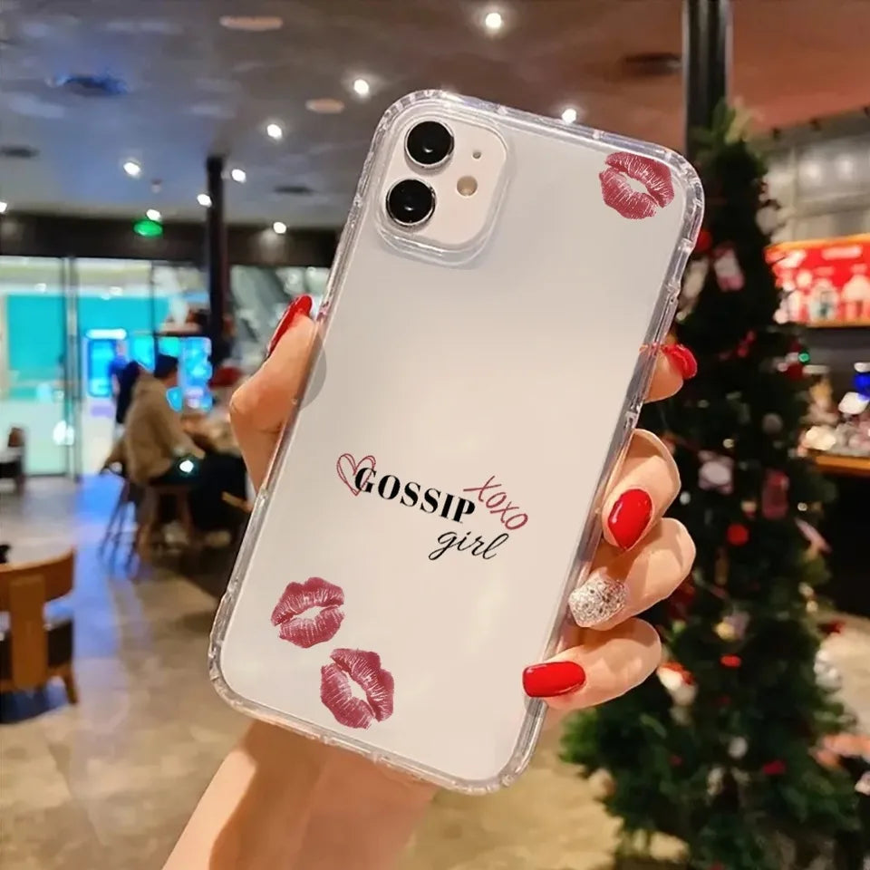 Aesthetic Winter-Themed Transparent Phone Case for Iphone 17 16 Pro Max 15 14 13 12 11 XS X XR 7 8 Plus Girl With Lipstick Cover