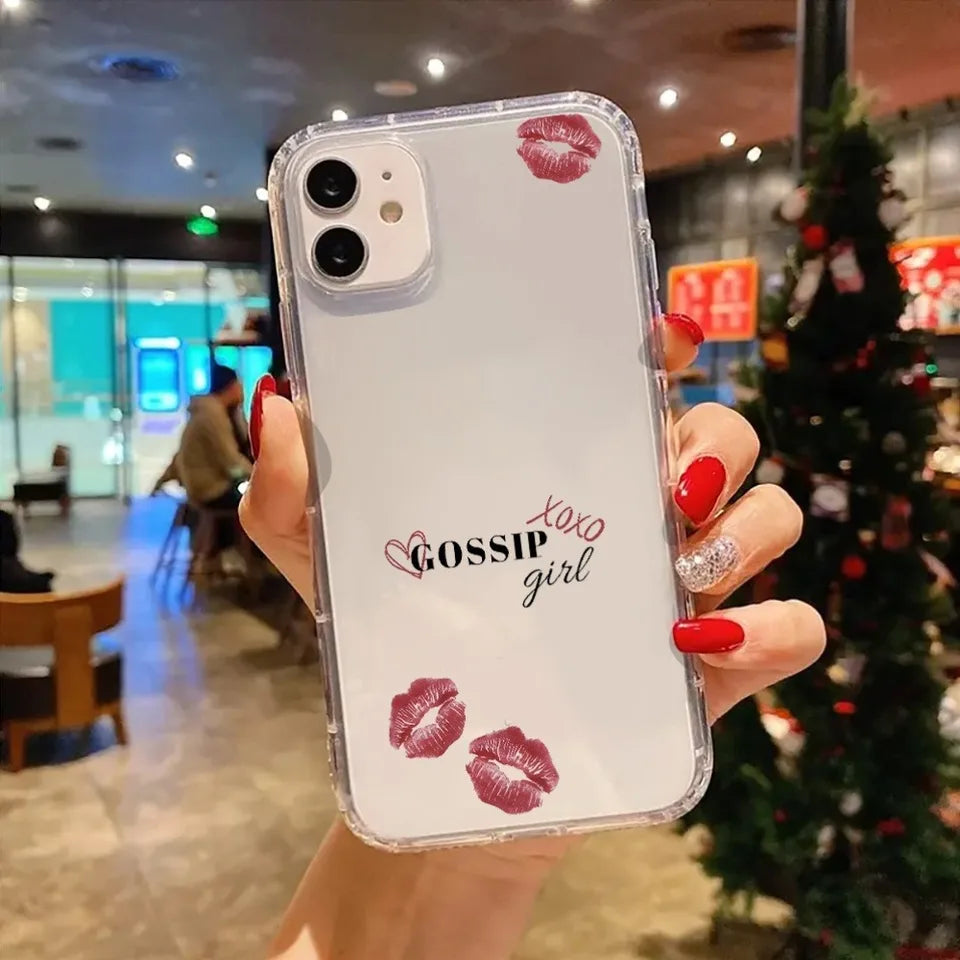 Aesthetic Winter-Themed Transparent Phone Case for Iphone 17 16 Pro Max 15 14 13 12 11 XS X XR 7 8 Plus Girl With Lipstick Cover