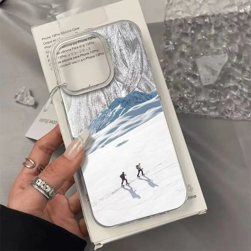 Creative Mountain Ski Motif Phone Case For iPhone 17 16 15 14 Pro Max 13 12 11 XS XR X 7 8 Plus 16E Air Shockproof Bumper Cover