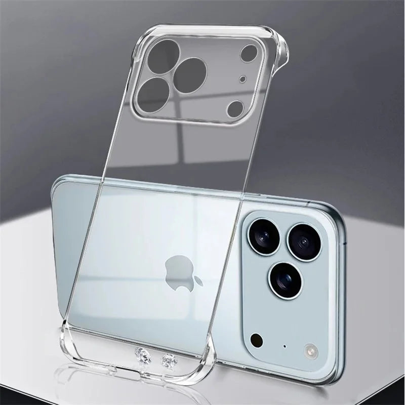 Frameless Slim Clear Transparent Plastic Hard PC Phone Case For iPhone 17 16 15 14 Plus 13 12 Mini 11 Pro Max 16e 17 Air Cover