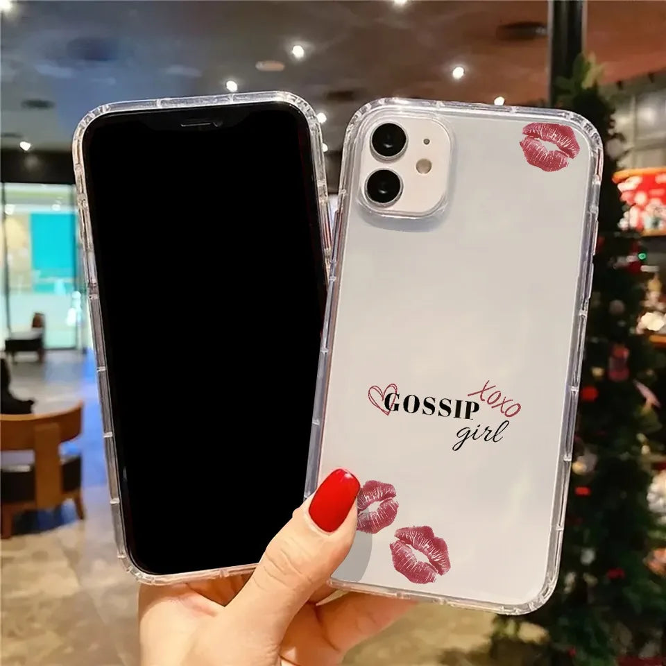 Aesthetic Winter-Themed Transparent Phone Case for Iphone 17 16 Pro Max 15 14 13 12 11 XS X XR 7 8 Plus Girl With Lipstick Cover