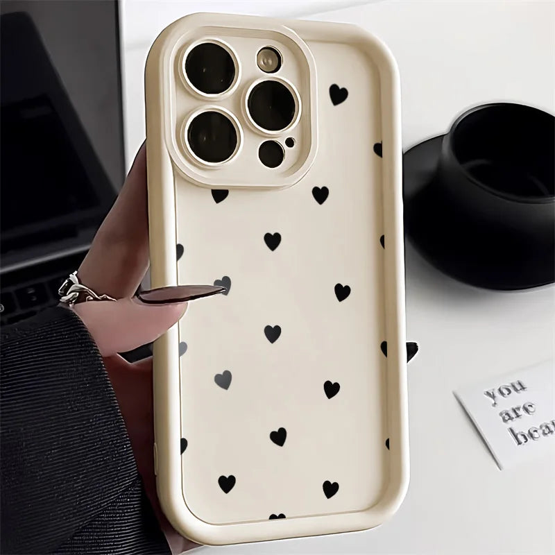 Simple Love Heart Case For iPhone 14 Pro Cases iPhone 17 16 15 11 12 13 Pro Max 14 15 Plus 17 7 8 X XR XS Max Soft Siicone Cover