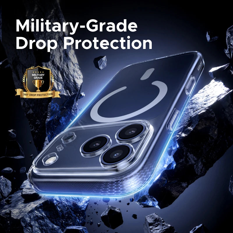 Transparent Phone Case For iPhone 17 16 Pro Max 13 12 Mini 11 14 15 Plus 16E 17 Air For Magsafe Wireless Charger Magnectic Cover