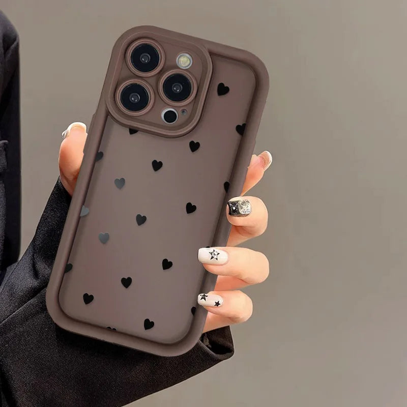 Simple Love Heart Case For iPhone 14 Pro Cases iPhone 17 16 15 11 12 13 Pro Max 14 15 Plus 17 7 8 X XR XS Max Soft Siicone Cover