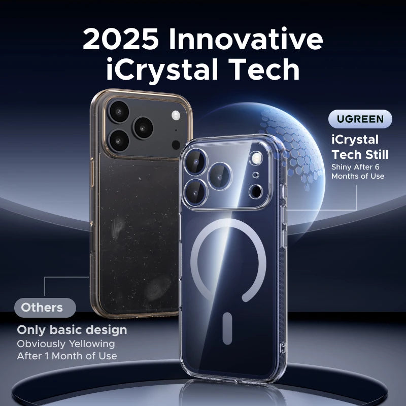 Transparent Phone Case For iPhone 17 16 Pro Max 13 12 Mini 11 14 15 Plus 16E 17 Air For Magsafe Wireless Charger Magnectic Cover