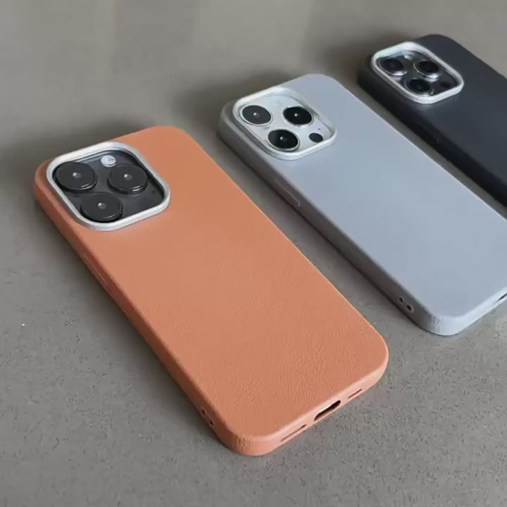 3-piece set of high-quality leather-textured metal frame phone cases for the new iPhone 16 Pro Max, also suitable for the new iP